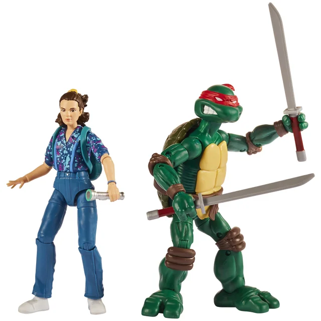 Playmates Teenage Mutant Ninja Turtles x Stranger Things Leonardo v Eleven Action Figure 2 Pack