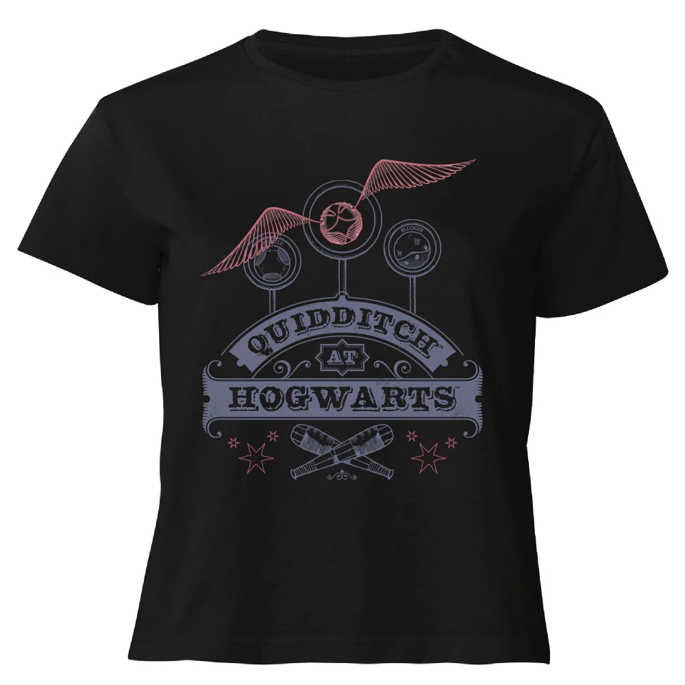 Harry Potter Quidditch At Hogwarts Women's Cropped T-Shirt - Black - XS Image 1