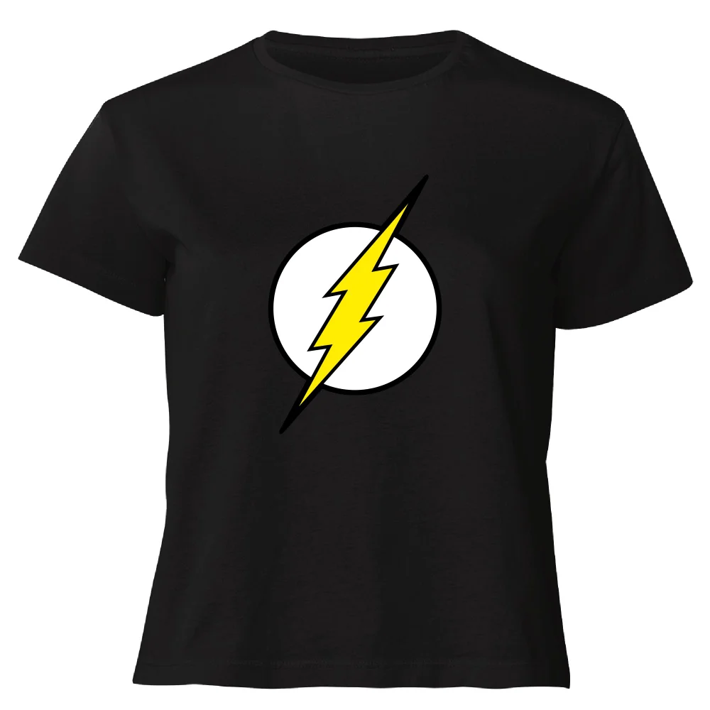 Justice League Flash Logo Women's Cropped T-Shirt - Black - XS Image 1