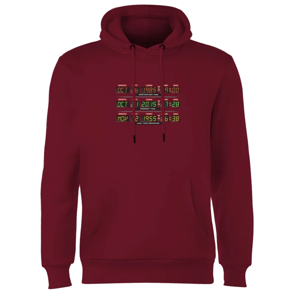 Back To The Future Destination Clock Hoodie - Burgundy - S Image 1