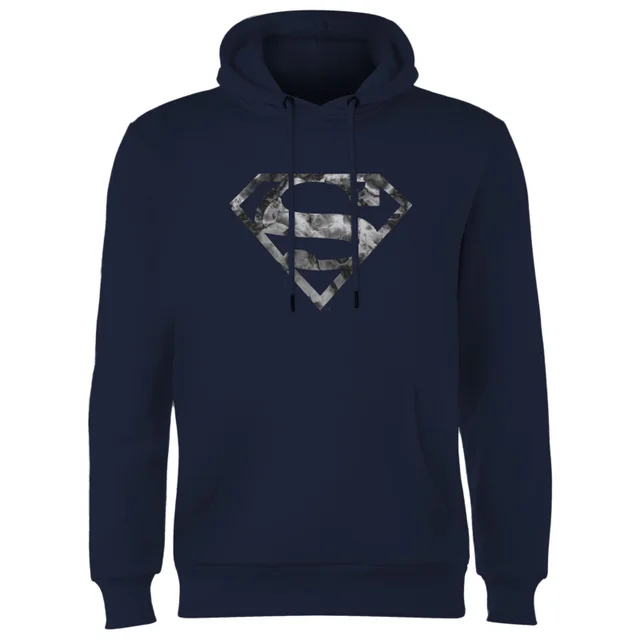 Marble Superman Logo Hoodie - Navy