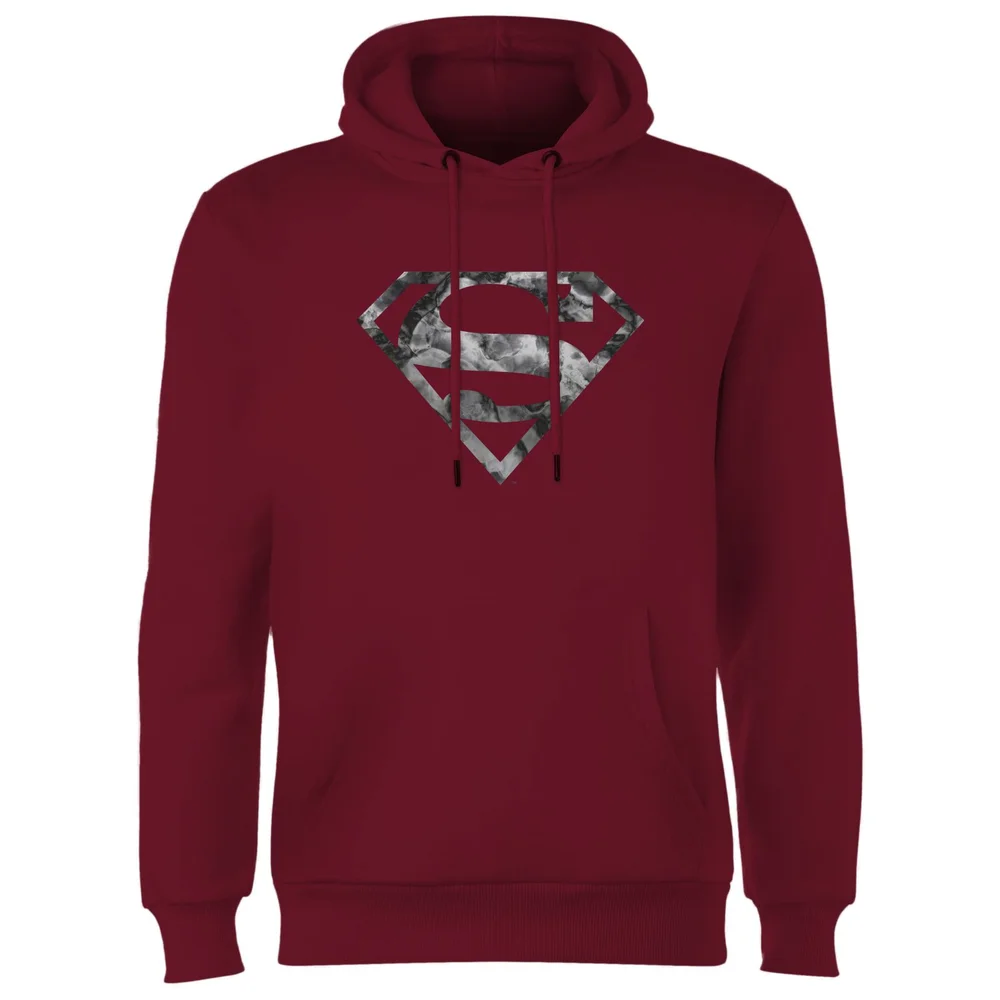 Marble Superman Logo Hoodie - Burgundy - S Image 1