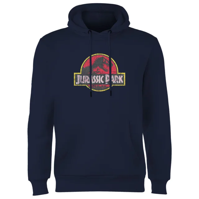 Jurassic Park Logo Vintage Hoodie - Navy