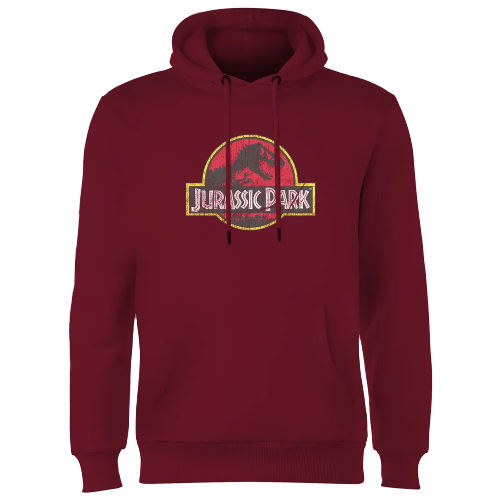Jurassic Park Logo Vintage Hoodie - Burgundy - S Image 1