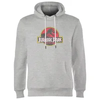 Jurassic Park Logo Vintage Hoodie - Grey - undefined undefined