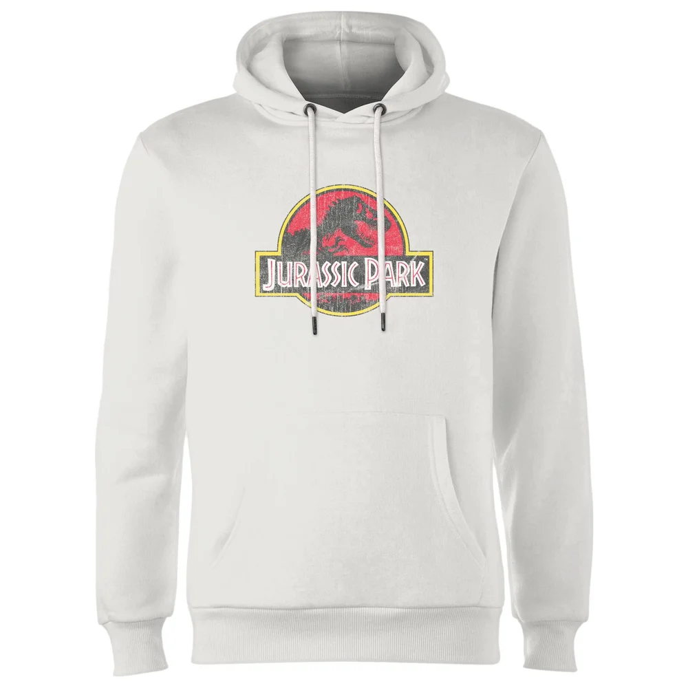 Jurassic Park Logo Vintage Hoodie - White - S Image 1