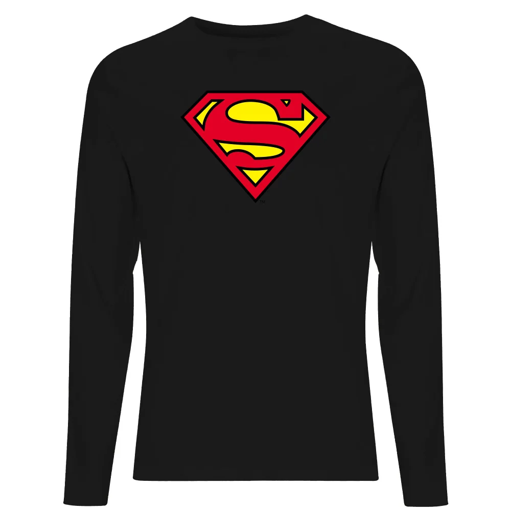 Official Superman Shield Men's Long Sleeve T-Shirt - Black - S Image 1
