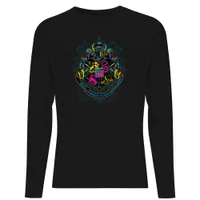 Harry Potter Hogwarts Neon Crest Men's Long Sleeve T-Shirt - Black - undefined undefined