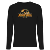 Jurassic Park Logo Tropical Men's Long Sleeve T-Shirt - Black - undefined undefined