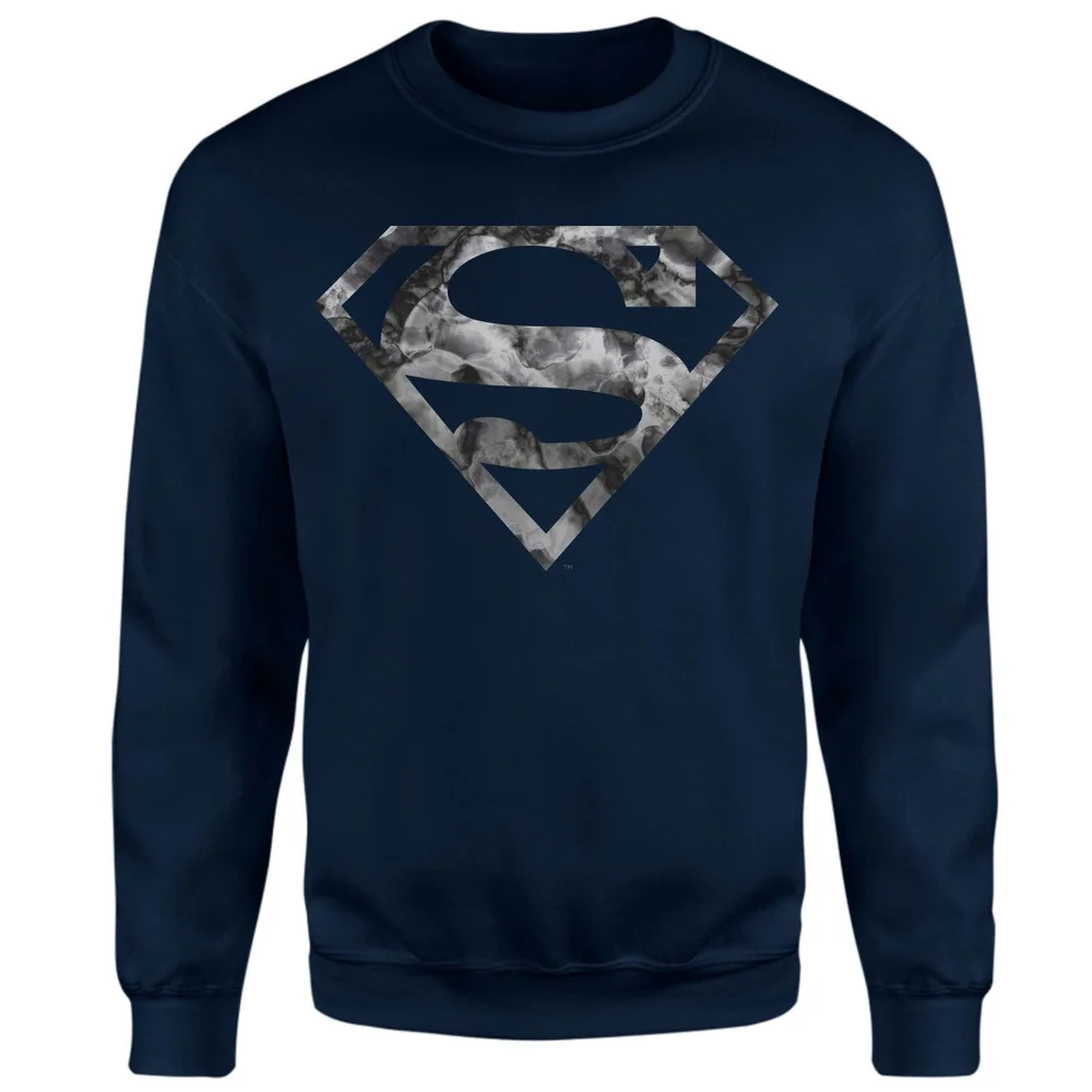 Marble Superman Logo Sweatshirt - Navy - S Image 1
