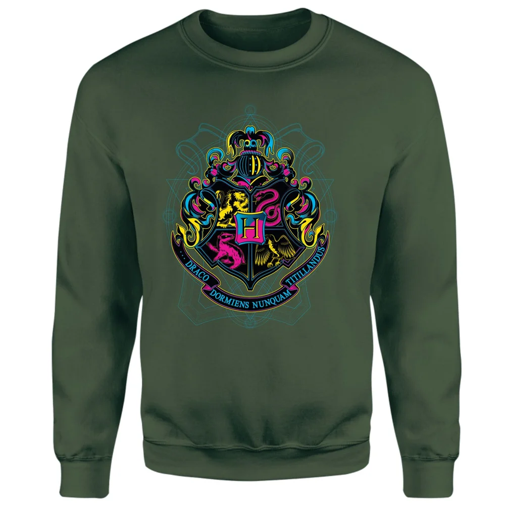Harry Potter Hogwarts Neon Crest Sweatshirt - Green - S Image 1