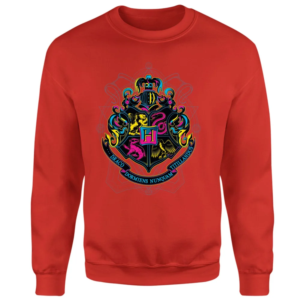 Harry Potter Hogwarts Neon Crest Sweatshirt - Red - S Image 1
