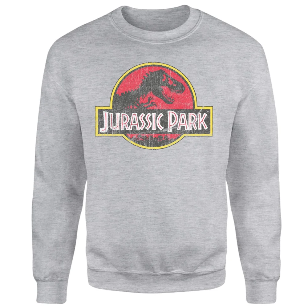 Jurassic Park Logo Vintage Sweatshirt - Grey - S Image 1