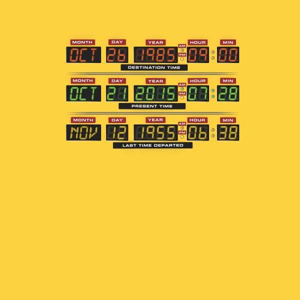 Back To The Future Destination Clock Men's T-Shirt - Yellow