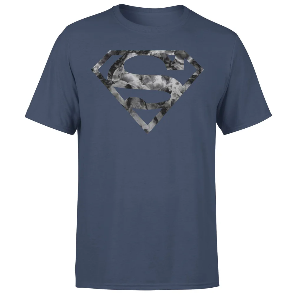 Marble Superman Logo Men's T-Shirt - Navy - S Image 1