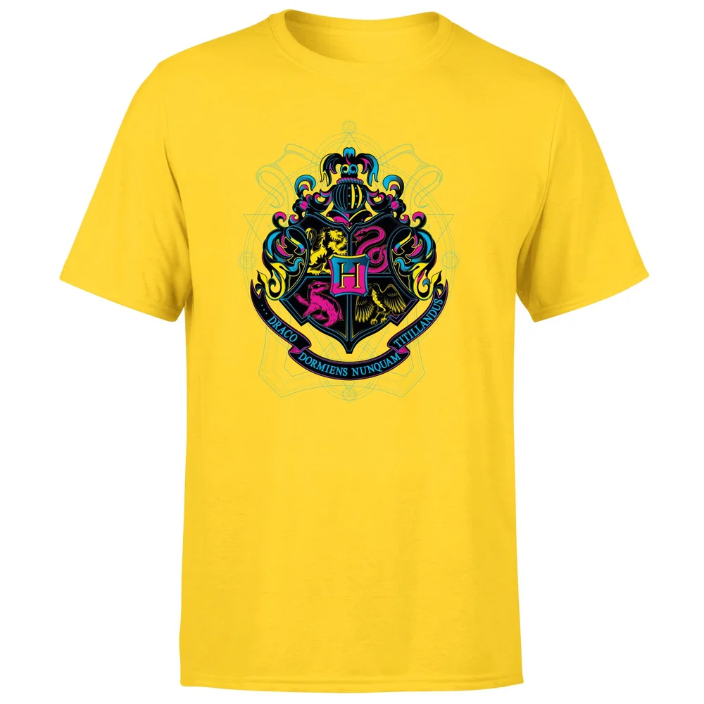 Harry Potter Hogwarts Neon Crest Men's T-Shirt - Yellow - S Image 1