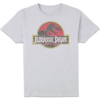 Jurassic Park Logo Vintage Men's T-Shirt - White - undefined undefined