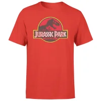 Jurassic Park Logo Vintage Men's T-Shirt - Red - undefined undefined