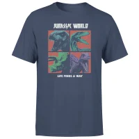 Jurassic Park World Four Colour Faces Men's T-Shirt - Navy - undefined undefined