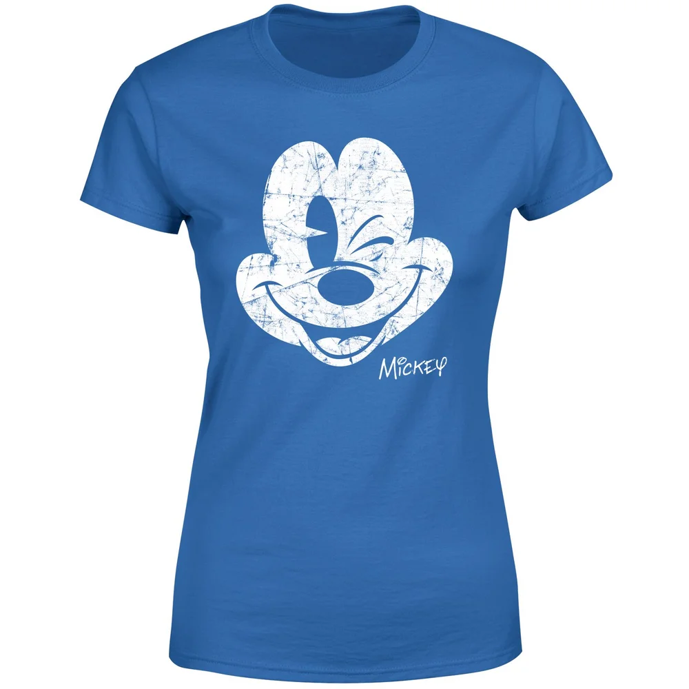 Disney Mickey Mouse Worn Face Women's T-Shirt - Blue - XS Image 1