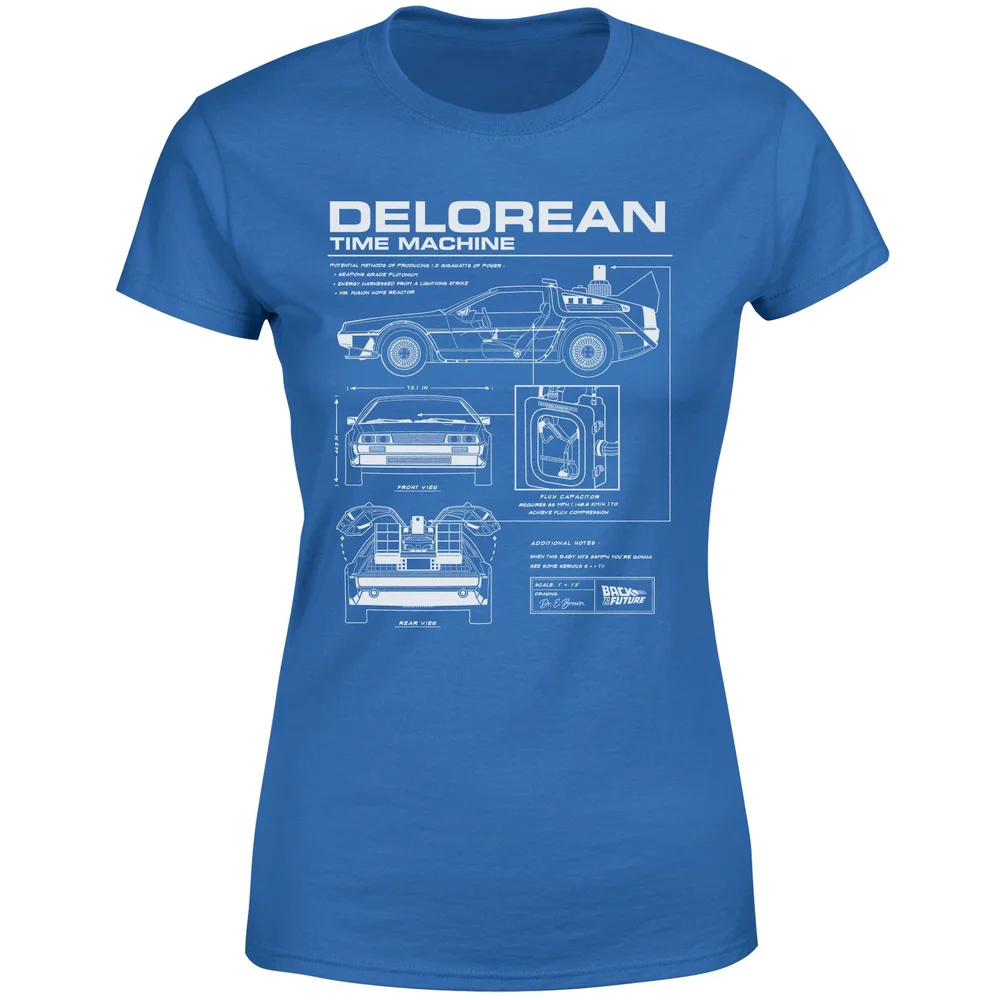 Back To The Future Delorean Schematic Women's T-Shirt - Blue - M Image 1