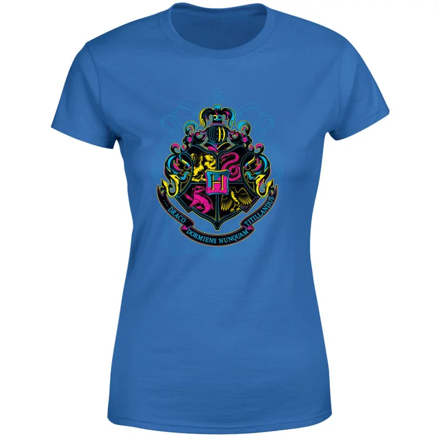 Harry Potter Hogwarts Neon Crest Women's T-Shirt - Blue
