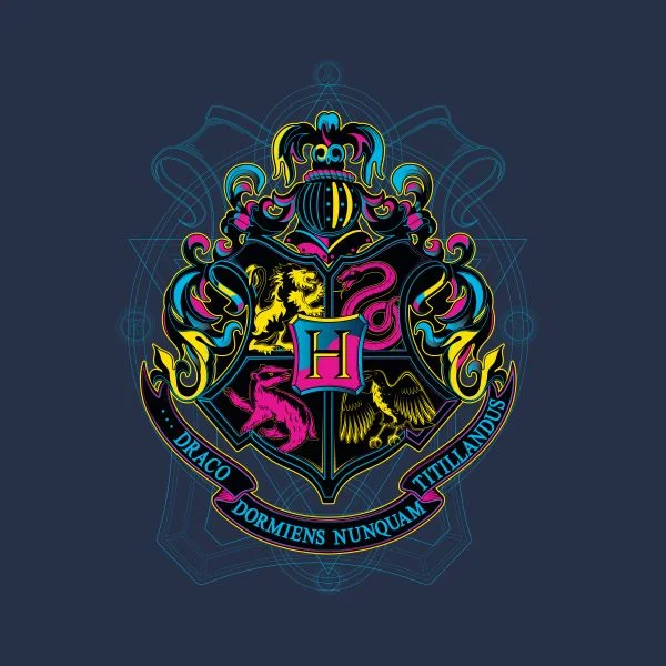 Harry Potter Hogwarts Neon Crest Women's T-Shirt - Navy