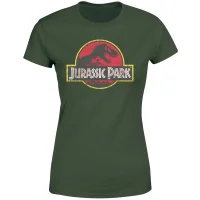 Jurassic Park Logo Vintage Women's T-Shirt - Green - undefined undefined