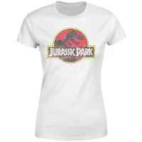 Jurassic Park Logo Vintage Women's T-Shirt - White - undefined undefined