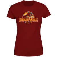 Jurassic Park Logo Tropical Women's T-Shirt - Burgundy - undefined undefined