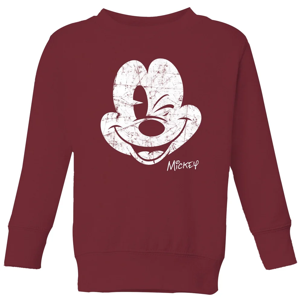 Disney Mickey Mouse Worn Face Kids' Sweatshirt - Burgundy - 3-4 Years Image 1