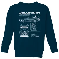 Back To The Future Delorean Schematic Kids' Sweatshirt - Navy - undefined undefined