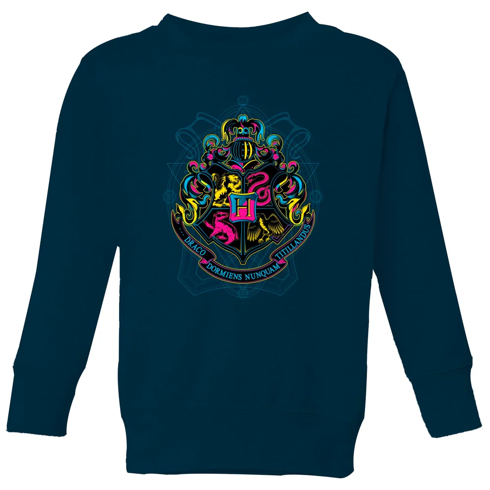 Harry Potter Hogwarts Neon Crest Kids' Sweatshirt - Navy - 3-4 Years Image 1