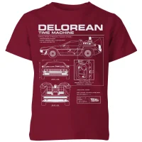 Back To The Future Delorean Schematic Kids' T-Shirt - Burgundy - undefined undefined