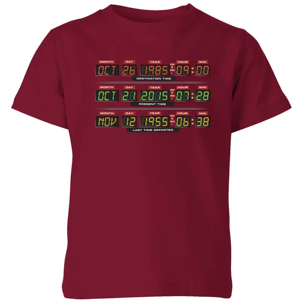 Back To The Future Destination Clock Kids' T-Shirt - Burgundy - 3-4 Years Image 1
