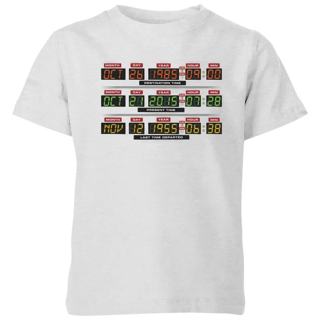 Back To The Future Destination Clock Kids' T-Shirt - Grey