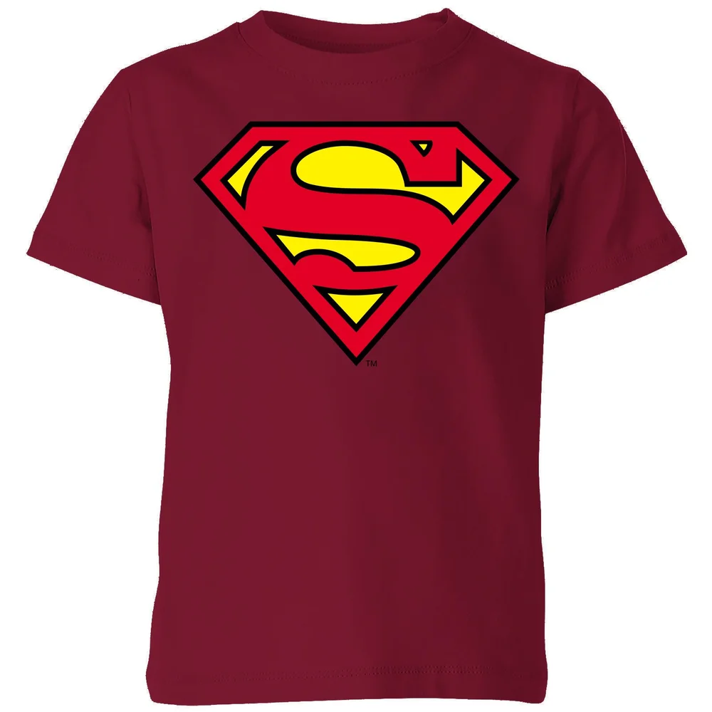 Official Superman Shield Kids' T-Shirt - Burgundy - 3-4 Years Image 1