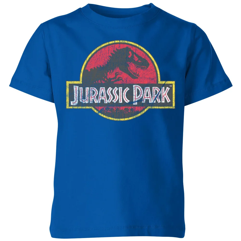 Jurassic Park Logo Vintage Kids' T-Shirt - Blue - 3-4 Years Image 1