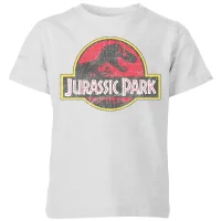 Jurassic Park Logo Vintage Kids' T-Shirt - Grey - undefined undefined
