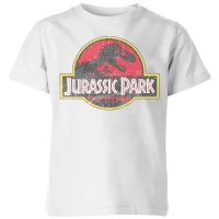 Jurassic Park Logo Vintage Kids' T-Shirt - White - undefined undefined
