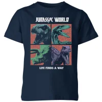 Jurassic Park World Four Colour Faces Kids' T-Shirt - Navy - undefined undefined
