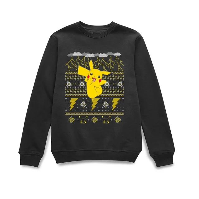 Pokemon Pikachu Christmas Christmas Jumper - Black