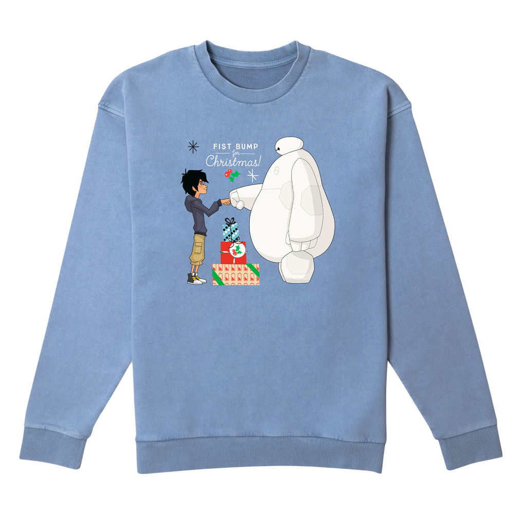 Disney Fist Bump Christmas Jumper - Denim Blue Acid Wash - S Image 1