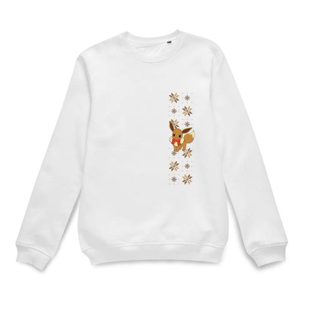 Pokemon Eve Bow Tie Christmas Jumper - White - M Image 1