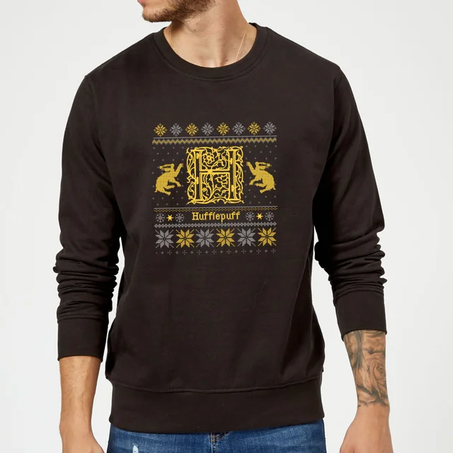 Harry Potter Hufflepuff Christmas Christmas Jumper - Black