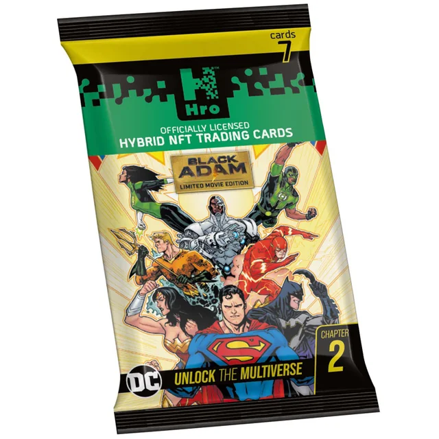 DC Unlock The Multiverse Black Adam 24-Pack Mega Booster Box – Hro Hybrid NFT Trading Cards, 168 Cards