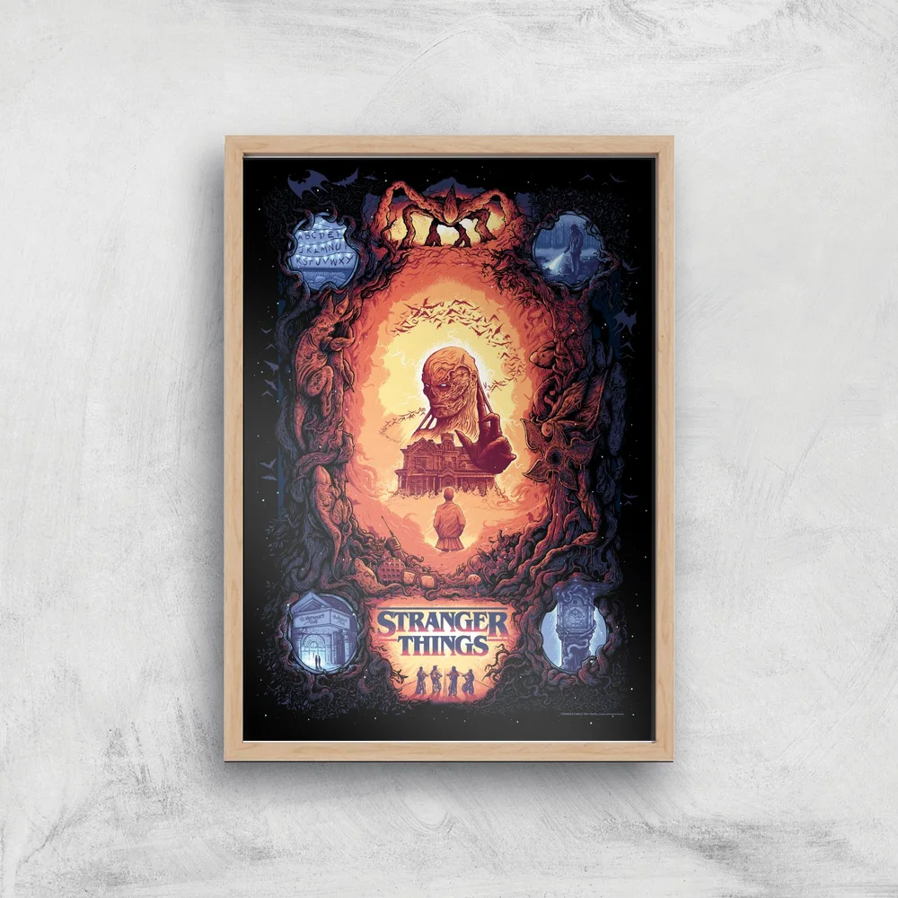 Stranger Things x Alex Hovey Vecna Illustration Giclee Art Print - A2 - Wooden Frame Image 1