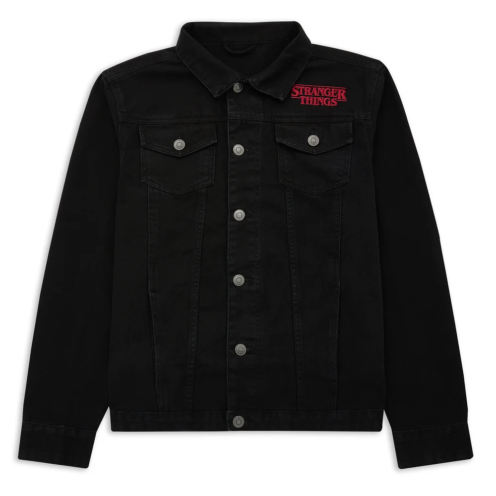 Stranger Things x Alex Hovey Vecna Illustration Embroidered Denim Jacket - Black - S Image 1