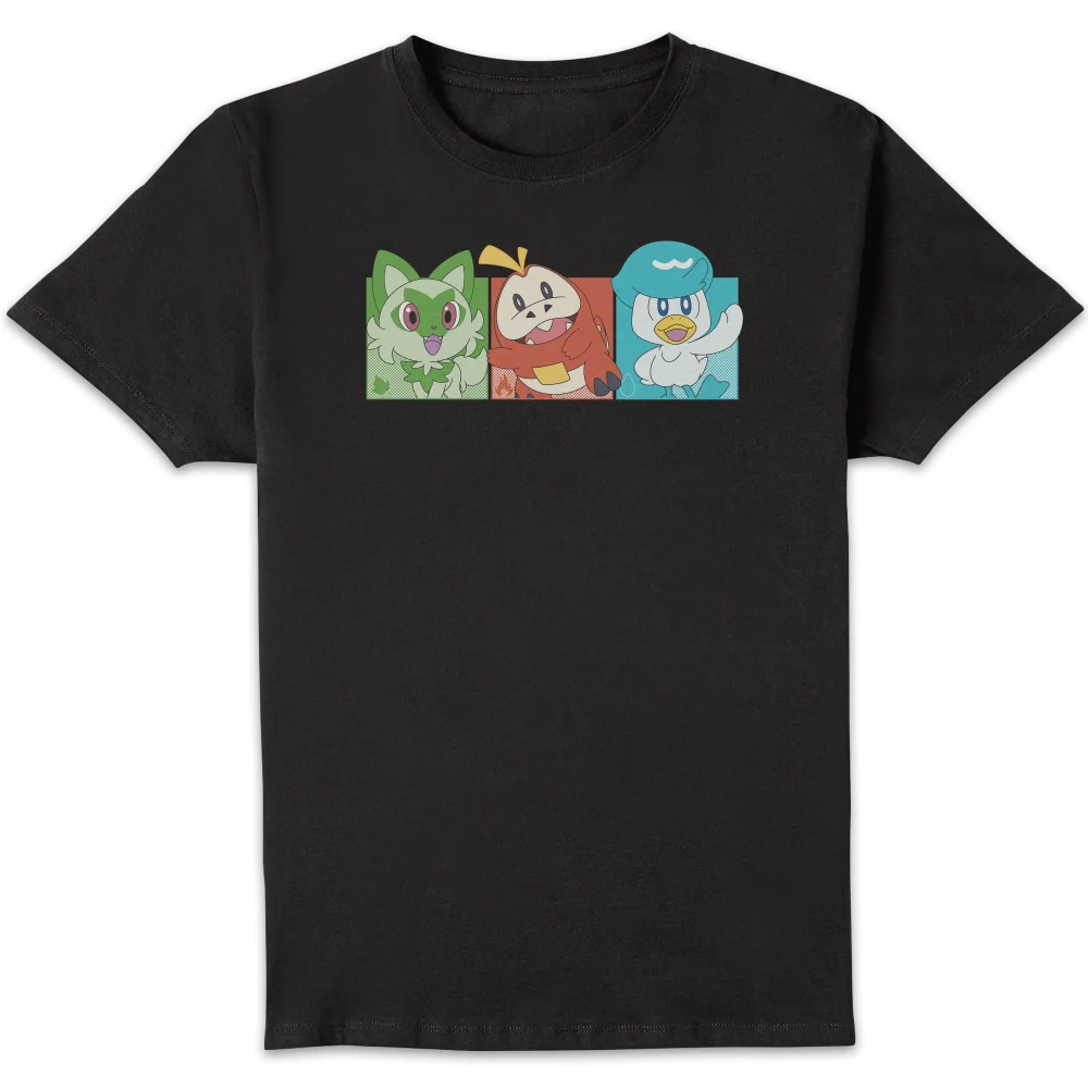 Pokémon 1st Starters Panels Unisex T-Shirt - Black - S Image 1
