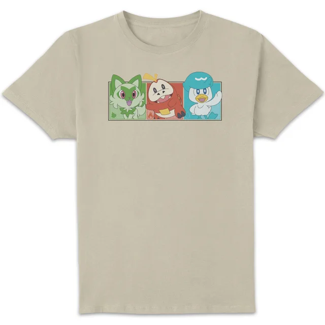 Pokémon 1st Starters Panels Unisex T-Shirt - Cream